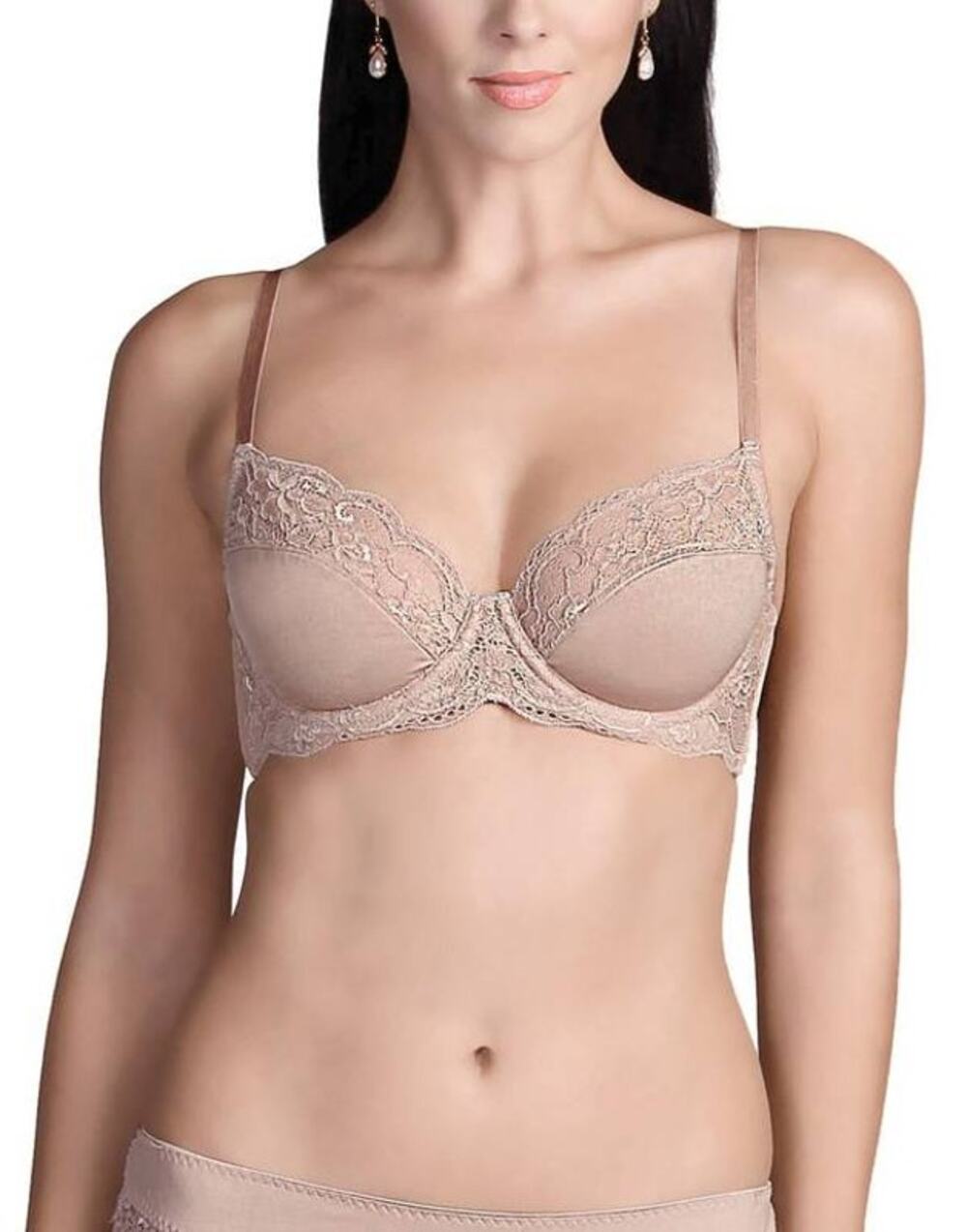 Affinitas Nicole Underwire Bra NUDE Lace Trim 32B Unlined Lightweight NEW